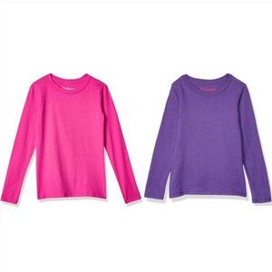Hanes Kids Unisex Long Sleeve Tee 6 per package -Pink/Purple